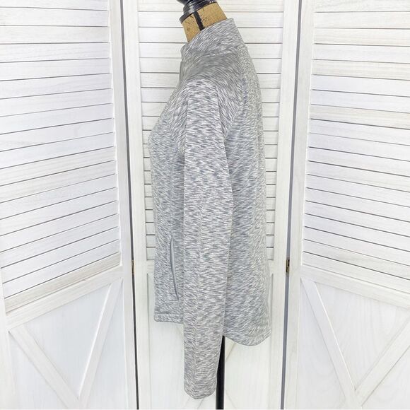 Aeropostale Live Love Dream Marled Quarter Zip Activewear Top Gray Lined Medium - Picture 2 of 13
